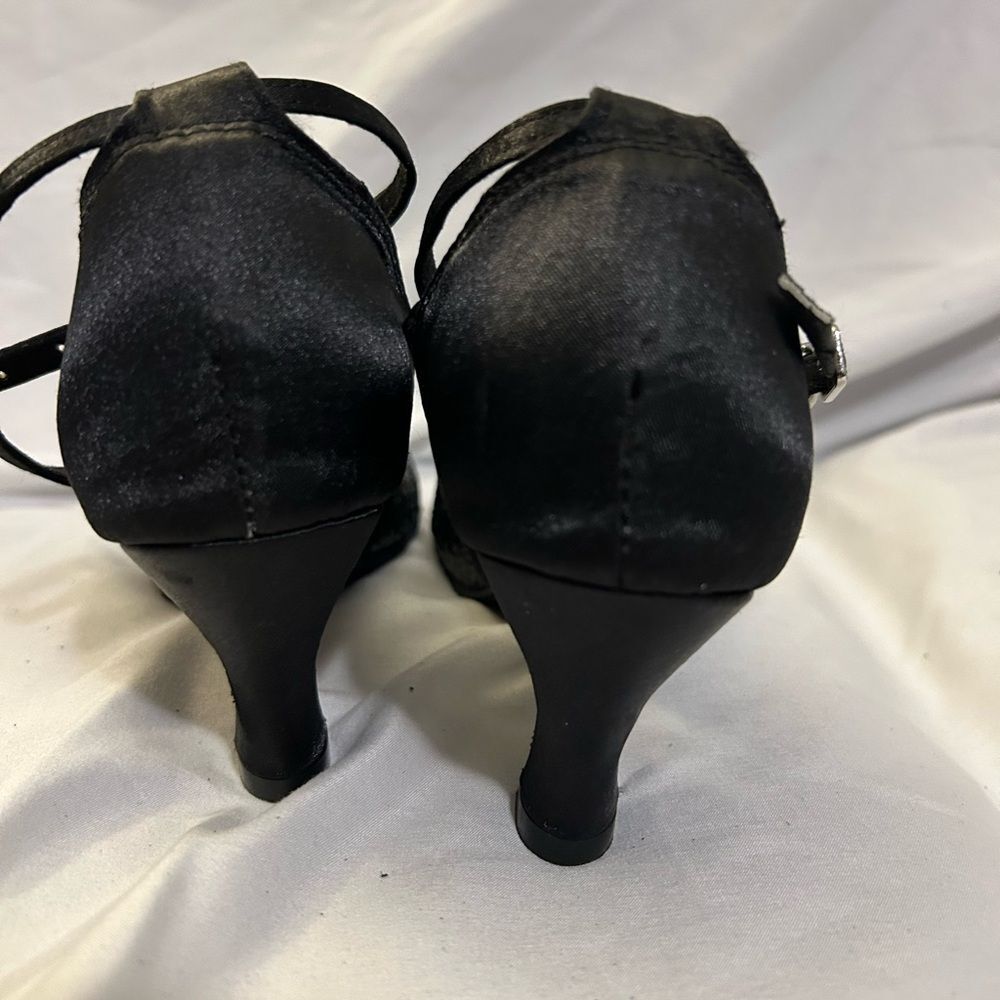 Women's Latin Dance Sequin Closed Toe Ballroom Salsa black shoes size 6.5 - 7 - Picture 5 of 9